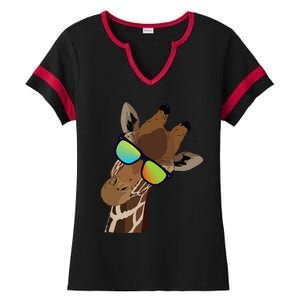 Good Time Hipster Giraffe, Giraffe Sunglasses Gift Ladies Halftime Notch Neck Tee