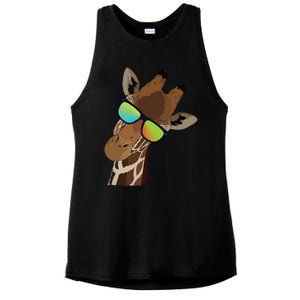 Good Time Hipster Giraffe, Giraffe Sunglasses Gift Ladies PosiCharge Tri-Blend Wicking Tank