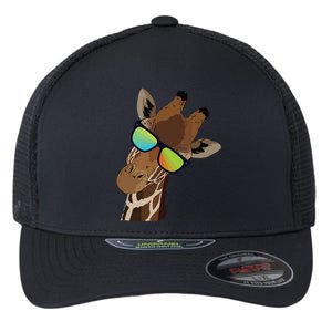 Good Time Hipster Giraffe, Giraffe Sunglasses Gift Flexfit Unipanel Trucker Cap