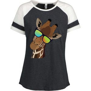 Good Time Hipster Giraffe, Giraffe Sunglasses Gift Enza Ladies Jersey Colorblock Tee