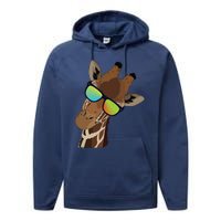 Good Time Hipster Giraffe, Giraffe Sunglasses Gift Performance Fleece Hoodie