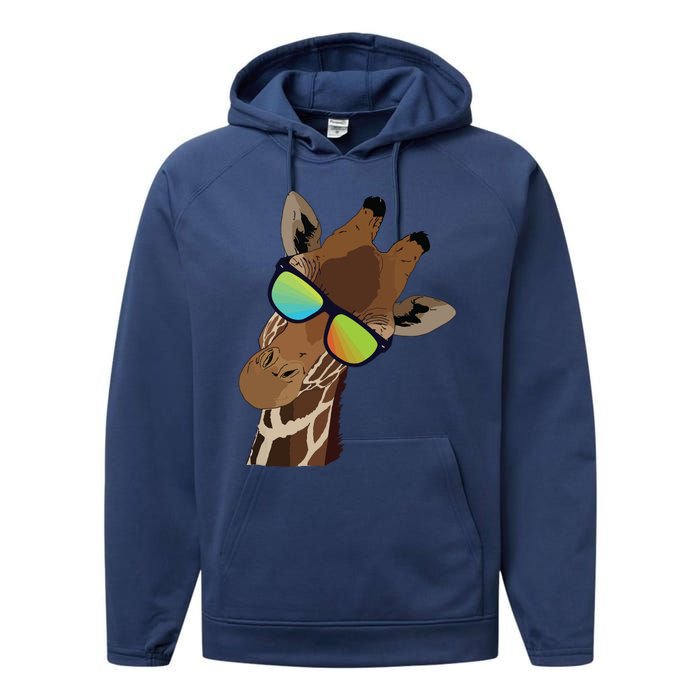 Good Time Hipster Giraffe, Giraffe Sunglasses Gift Performance Fleece Hoodie