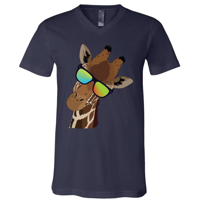 Good Time Hipster Giraffe, Giraffe Sunglasses Gift V-Neck T-Shirt