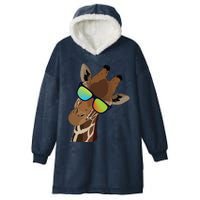 Good Time Hipster Giraffe, Giraffe Sunglasses Gift Hooded Wearable Blanket