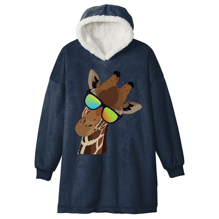 Good Time Hipster Giraffe, Giraffe Sunglasses Gift Hooded Wearable Blanket