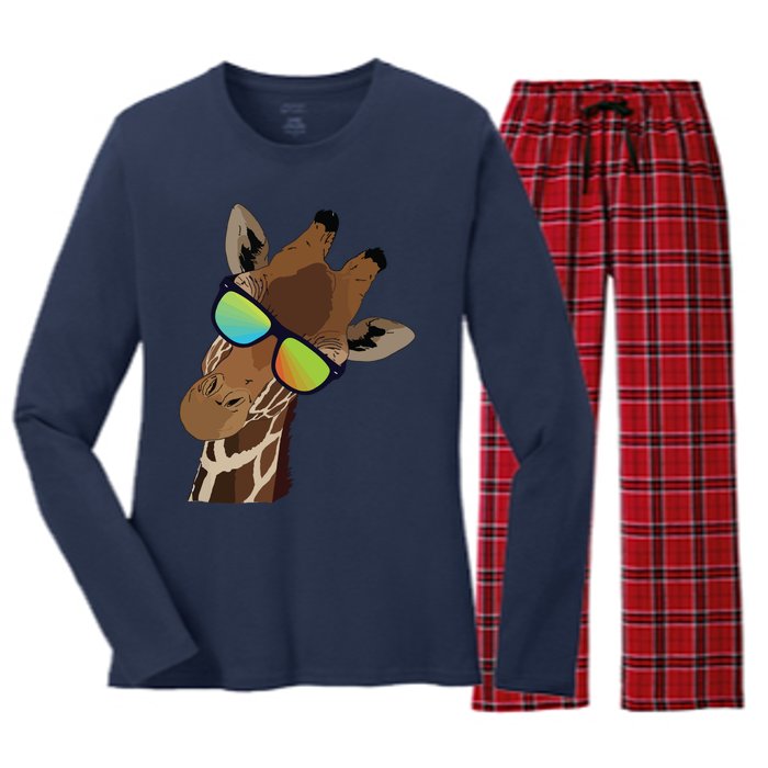 Good Time Hipster Giraffe, Giraffe Sunglasses Gift Women's Long Sleeve Flannel Pajama Set 