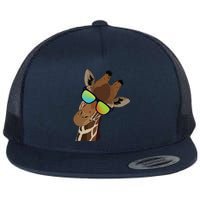 Good Time Hipster Giraffe, Giraffe Sunglasses Gift Flat Bill Trucker Hat