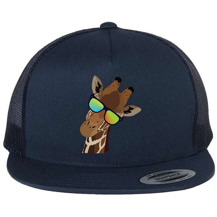 Good Time Hipster Giraffe, Giraffe Sunglasses Gift Flat Bill Trucker Hat