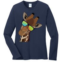 Good Time Hipster Giraffe, Giraffe Sunglasses Gift Ladies Long Sleeve Shirt