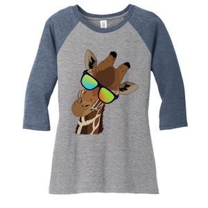 Good Time Hipster Giraffe, Giraffe Sunglasses Gift Women's Tri-Blend 3/4-Sleeve Raglan Shirt