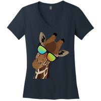 Good Time Hipster Giraffe, Giraffe Sunglasses Gift Women's V-Neck T-Shirt