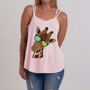 Good Time Hipster Giraffe, Giraffe Sunglasses Gift Women's Strappy Tank