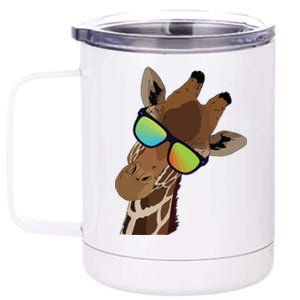 Good Time Hipster Giraffe, Giraffe Sunglasses Gift 12 oz Stainless Steel Tumbler Cup