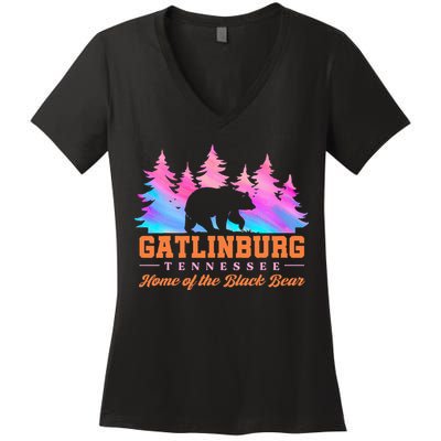 Gatlinburg Tennessee Home Of The Black Bear Women's V-Neck T-Shirt