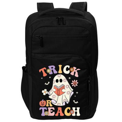 Groovy Teacher Halloween Trick or Teach Retro Floral Ghost Impact Tech Backpack