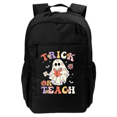 Groovy Teacher Halloween Trick or Teach Retro Floral Ghost Backpack