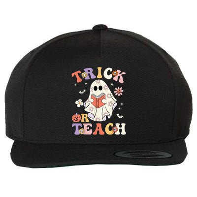 Groovy Teacher Halloween Trick or Teach Retro Floral Ghost Wool Snapback Cap