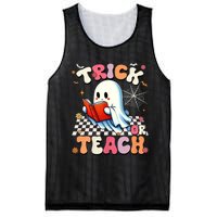 Groovy Teacher Halloween Retro Trick Or Teach Floral Ghost Mesh Reversible Basketball Jersey Tank