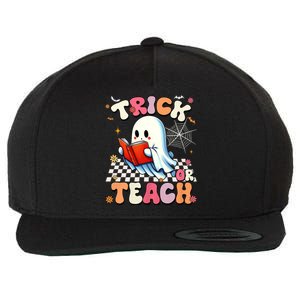 Groovy Teacher Halloween Retro Trick Or Teach Floral Ghost Wool Snapback Cap