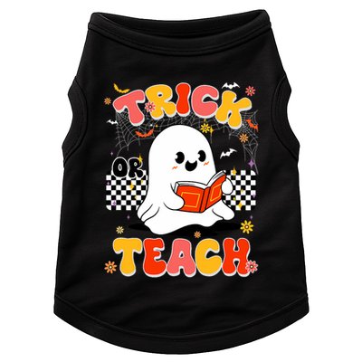Groovy Teacher Halloween Retro Trick Or Teach Floral Ghost Doggie Tank