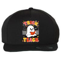Groovy Teacher Halloween Retro Trick Or Teach Floral Ghost Wool Snapback Cap