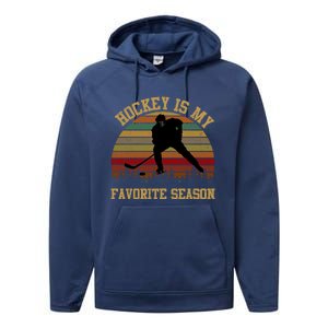 Graphic Tee Hockey Is My Favorite Season Great Gift Performance Fleece Hoodie