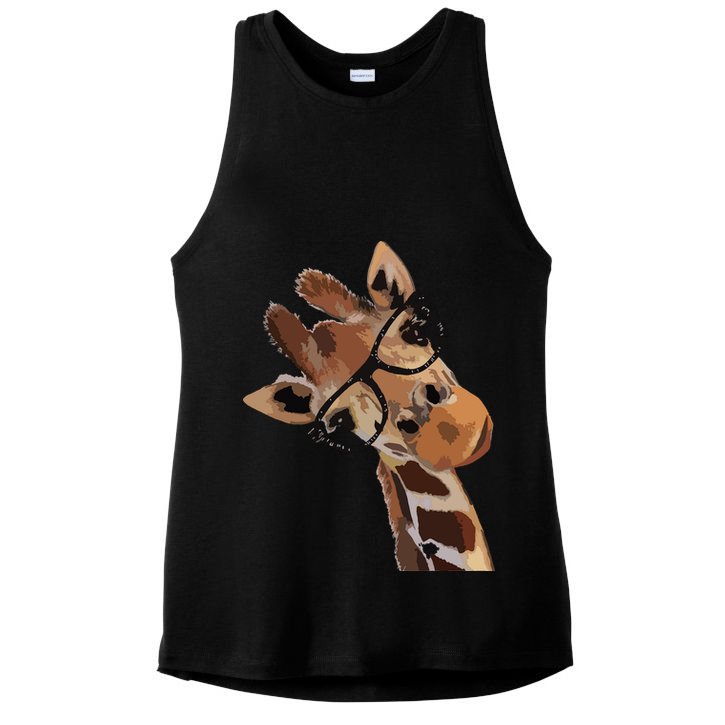Good Time Hipster Giraffe Cute Giraffe Sunglasses Ladies PosiCharge Tri-Blend Wicking Tank