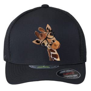 Good Time Hipster Giraffe Cute Giraffe Sunglasses Flexfit Unipanel Trucker Cap