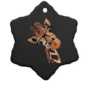 Good Time Hipster Giraffe Cute Giraffe Sunglasses Ceramic Star Ornament