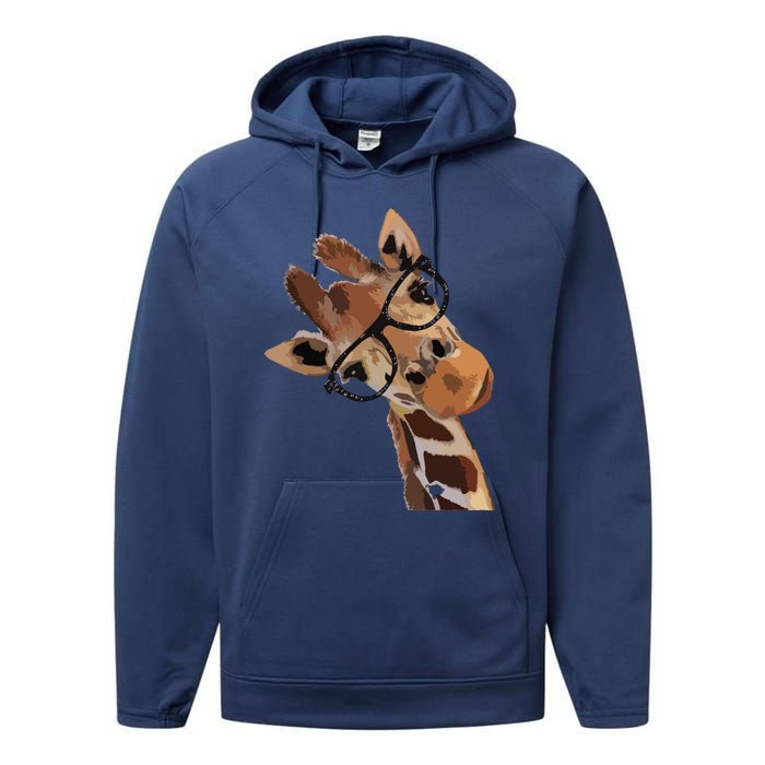 Good Time Hipster Giraffe Cute Giraffe Sunglasses Performance Fleece Hoodie