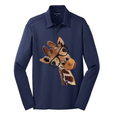 Good Time Hipster Giraffe Cute Giraffe Sunglasses Silk Touch Performance Long Sleeve Polo