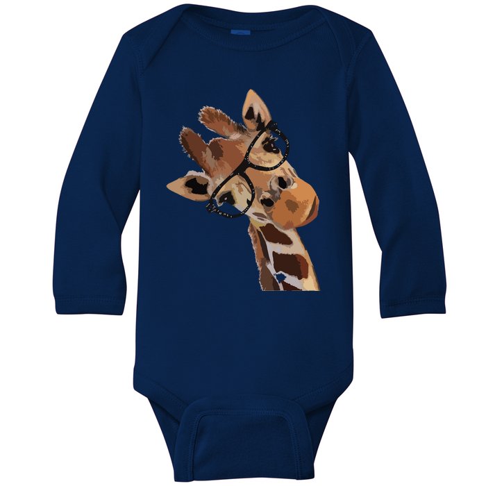 Good Time Hipster Giraffe Cute Giraffe Sunglasses Baby Long Sleeve Bodysuit