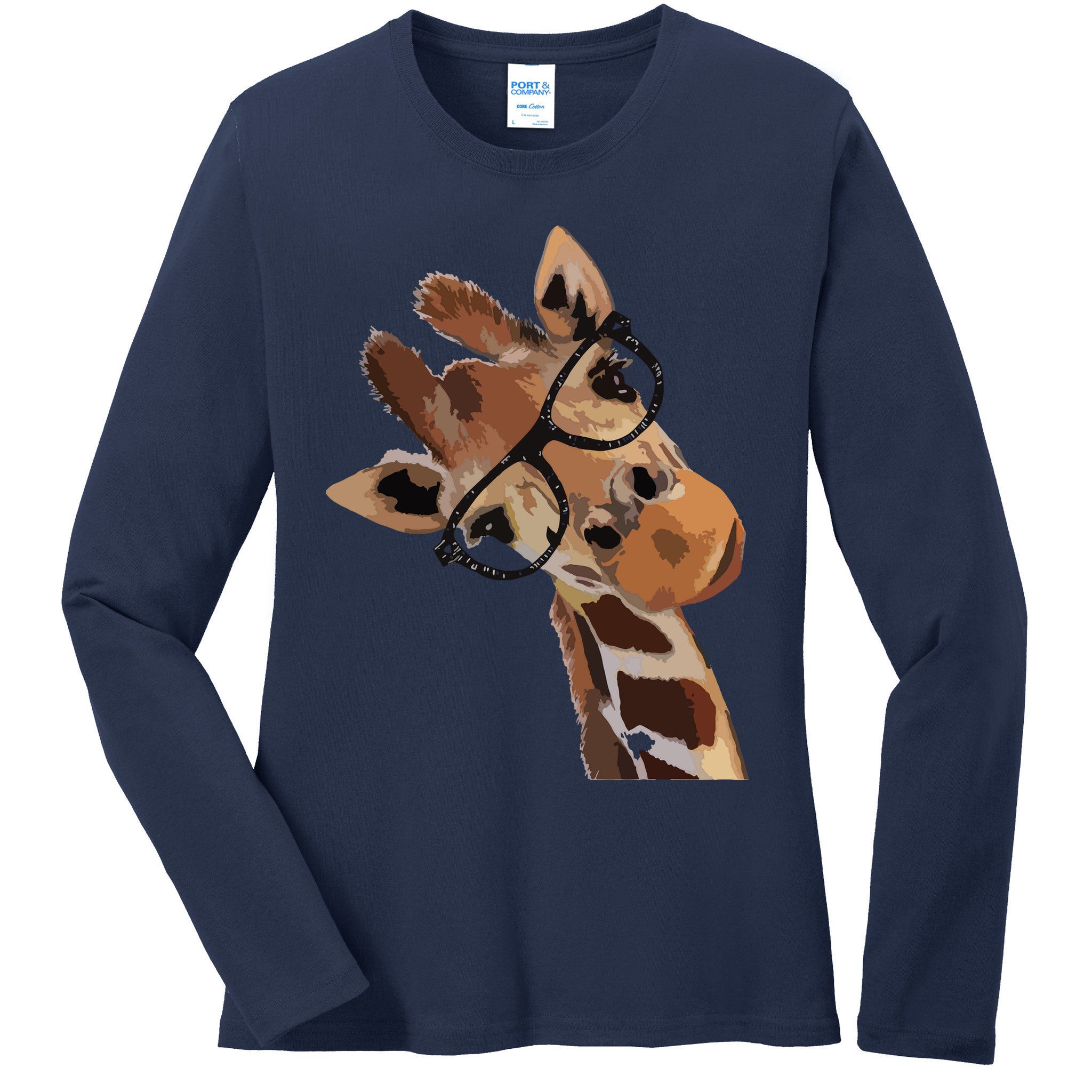 Good Time Hipster Giraffe Cute Giraffe Sunglasses Ladies Long Sleeve Shirt