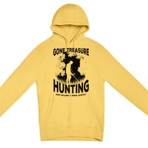 Gone Treasure Hunting Oak Island Funny Retro Metal Detector Gift Premium Pullover Hoodie