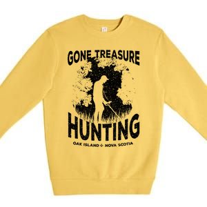 Gone Treasure Hunting Oak Island Funny Retro Metal Detector Gift Premium Crewneck Sweatshirt