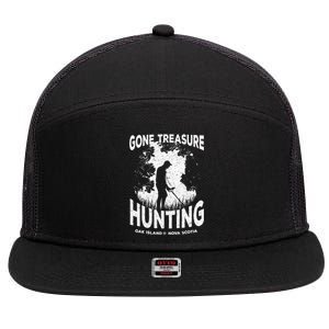 Gone Treasure Hunting Oak Island Funny Retro Metal Detector Gift 7 Panel Mesh Trucker Snapback Hat