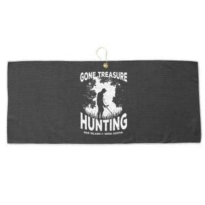 Gone Treasure Hunting Oak Island Funny Retro Metal Detector Gift Large Microfiber Waffle Golf Towel