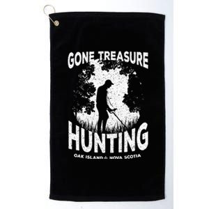 Gone Treasure Hunting Oak Island Funny Retro Metal Detector Gift Platinum Collection Golf Towel