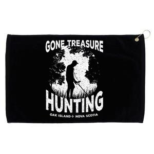 Gone Treasure Hunting Oak Island Funny Retro Metal Detector Gift Grommeted Golf Towel