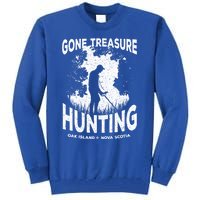 Gone Treasure Hunting Oak Island Funny Retro Metal Detector Gift Tall Sweatshirt