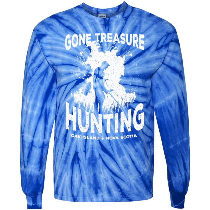 Gone Treasure Hunting Oak Island Funny Retro Metal Detector Gift Tie-Dye Long Sleeve Shirt