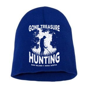 Gone Treasure Hunting Oak Island Funny Retro Metal Detector Gift Short Acrylic Beanie