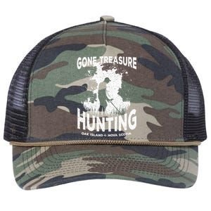 Gone Treasure Hunting Oak Island Funny Retro Metal Detector Gift Retro Rope Trucker Hat Cap