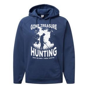 Gone Treasure Hunting Oak Island Funny Retro Metal Detector Gift Performance Fleece Hoodie