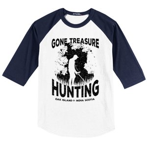 Gone Treasure Hunting Oak Island Funny Retro Metal Detector Gift Baseball Sleeve Shirt