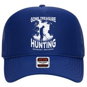 Gone Treasure Hunting Oak Island Funny Retro Metal Detector Gift High Crown Mesh Back Trucker Hat