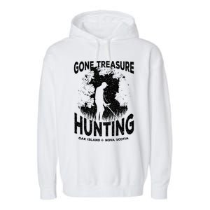 Gone Treasure Hunting Oak Island Funny Retro Metal Detector Gift Garment-Dyed Fleece Hoodie