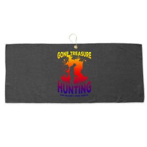 Gone Treasure Hunting Oak Island Funny Retro Metal Detector Cool Gift Large Microfiber Waffle Golf Towel