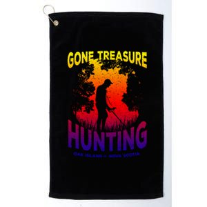 Gone Treasure Hunting Oak Island Funny Retro Metal Detector Cool Gift Platinum Collection Golf Towel