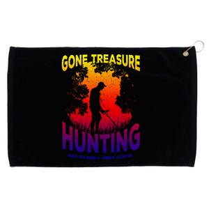 Gone Treasure Hunting Oak Island Funny Retro Metal Detector Cool Gift Grommeted Golf Towel